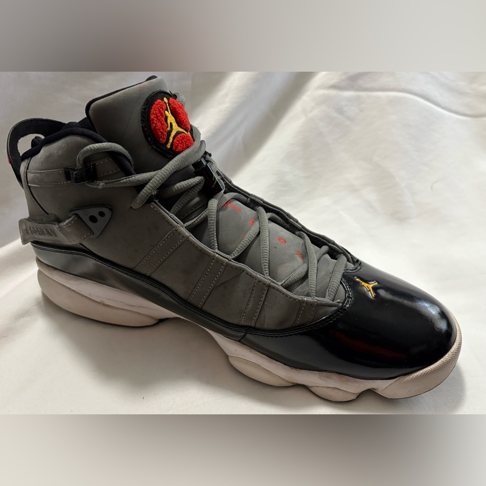 Air Jordan 6 Rings Smoke Grey,Black and Red Sneakers Size 14